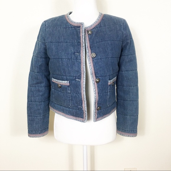 J. Crew Collection Blue Quilted Denim Jacket